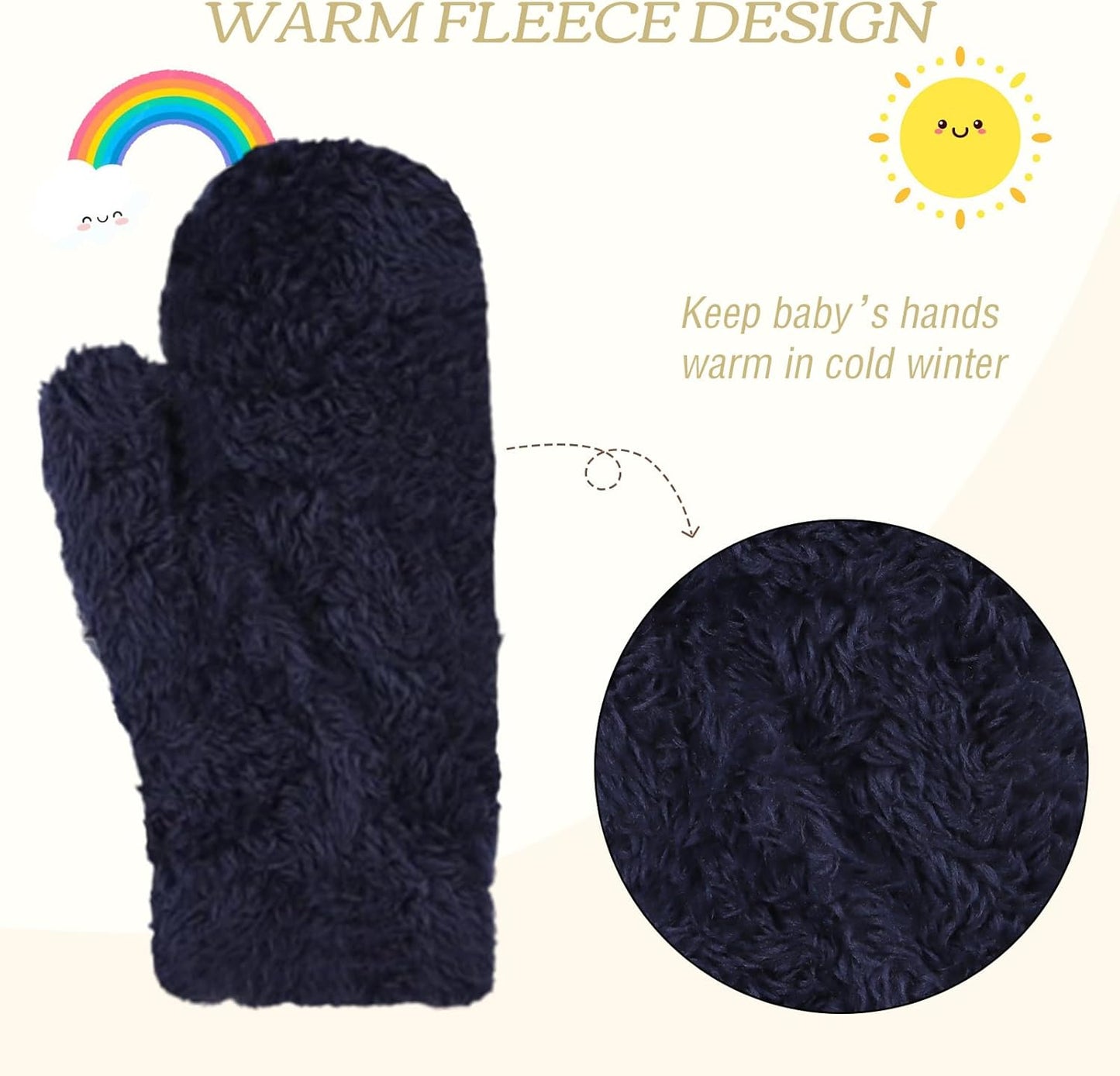 PESAAT Baby Girl Mittens Fleece Toddler Boy Mittens Warm Kids Winter Gloves Unisex Cold Weather Baby Gloves