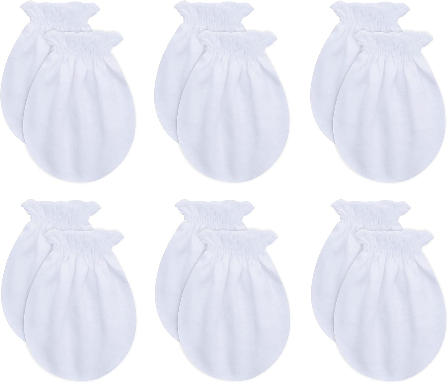 RATIVE Newborn Baby Cotton Gloves Sleep Sleeping No Scratch Mittens Mitts Set for 0-6 Months Unisex Neutral Boys Girls (6 pairs/white)