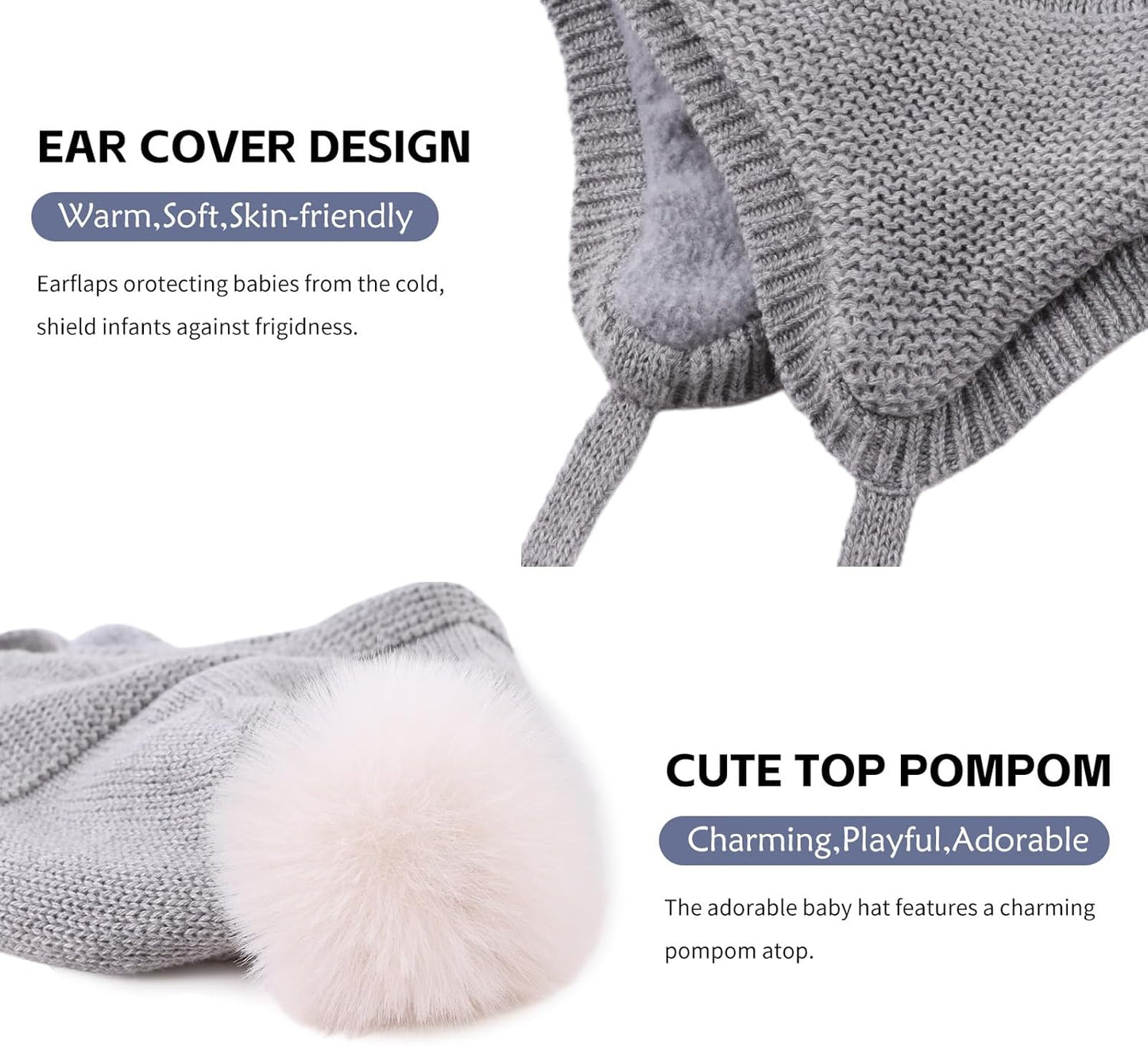 Basic Winter Baby Beanie Gloves Boys Girls Knitted Hat Pompom Kids Earflap Hats Warm Infant Toddler Beanie Mittens Set