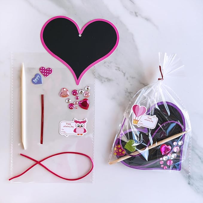 Winlyn 45 Sets 9 Styles Magic Color Scratch Black Valentine Heart Ornaments Decorations Valentine Scratch Art Heart Valentine's Day Craft Kits for Kids Classroom Activities Party Favors Gift Exchange