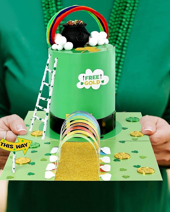 St Patrick's Day Leprechaun Trap Crafts Kit for Kids Ages 4-8 DIY Kit St Patricks Day Party Supplies Catch a Leprechaun Kids Classroom Activity Saint Patricks Day Party Decoration