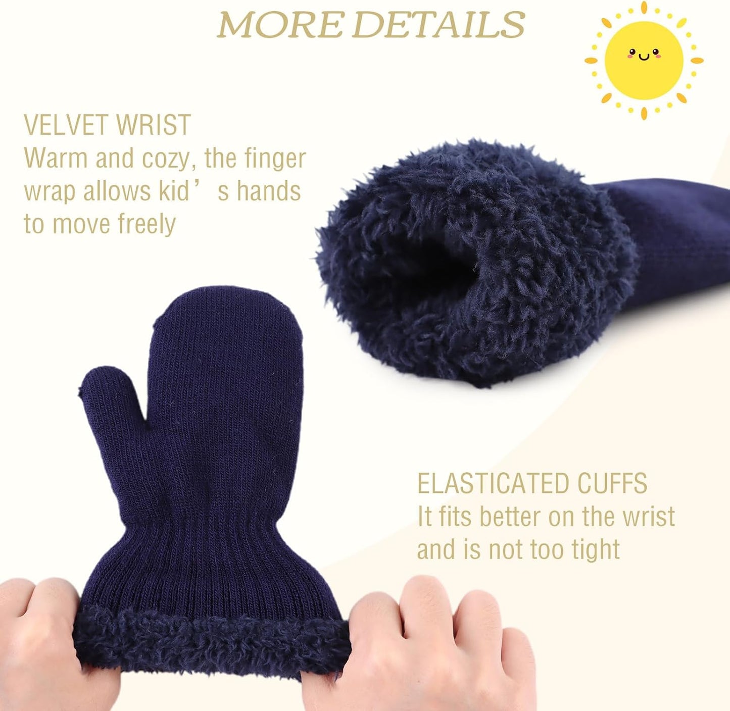 PESAAT Baby Girl Mittens Fleece Toddler Boy Mittens Warm Kids Winter Gloves Unisex Cold Weather Baby Gloves