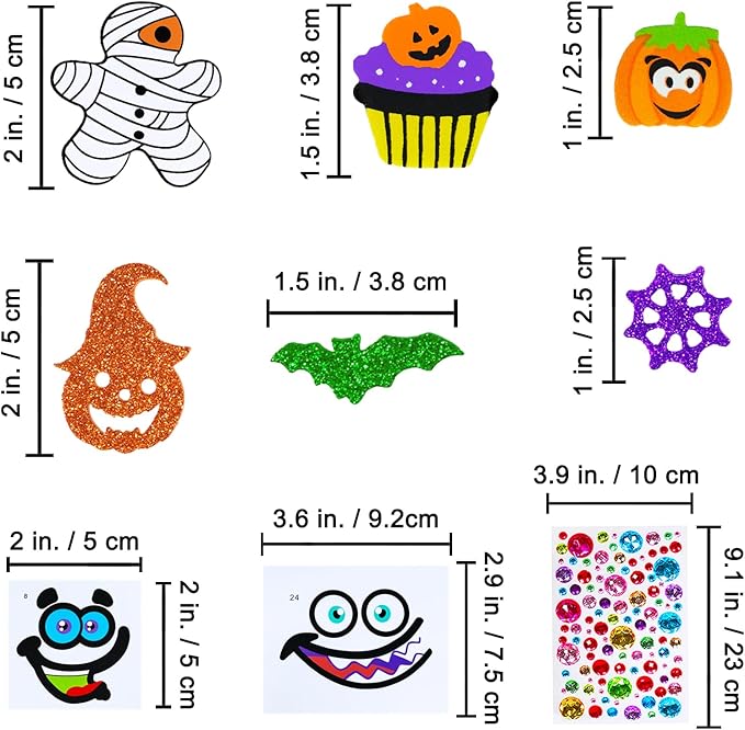 Winlyn 48 Sets Halloween Crafts Halloween Pumpkin Decorating Stickers Craft Kits Funny Face Jack-O'-Lantern Glitter Halloween Arts and Crafts for Kids Classroom Activities Art Projects Party Favors