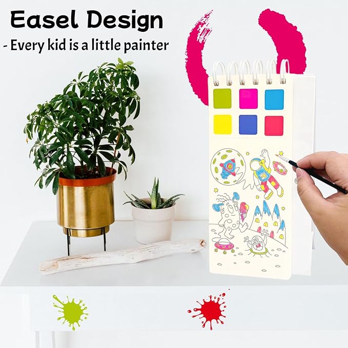 Riomhorry Water Coloring Books for Toddlers, Water Painting Easel Books with Brush for Kids Ages 2-4, 4-8, Watercolor Book to Toddler Painting Activities, Fantastic Space