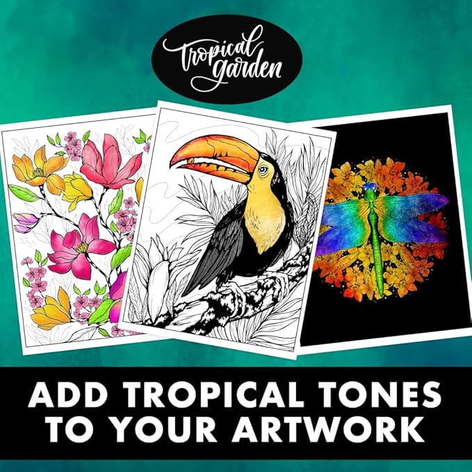Crayola Tropical Garden Adult Coloring Book (40pgs), Adult Coloring Pages, Stress Relief Activity, Gift for Teens & Adults, 9+