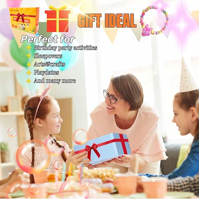 DEUXPER DIY Mosaic Jewelry Box & Beads Bracelets for Kids Ages 8-12, Crafts for Girls 6-8 9 10 11 Year Old, Girls Toys 10-12, Arts and Crafts for Kids, 7 Girl Birthday Gift