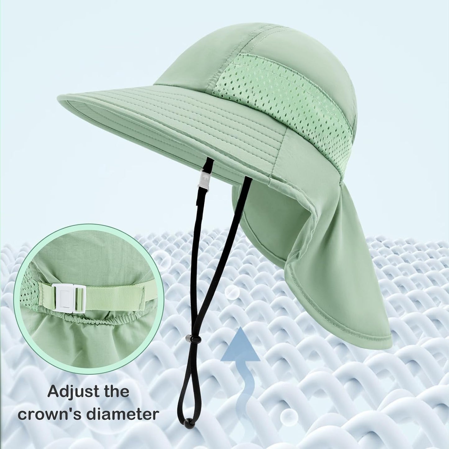 XIAOHAWANG Girls Sun Hat Baby Beach Hats Boys UPF 50+ Kids Summer Protection Cap Toddler Breathable Caps Wide Brim Neck Flap