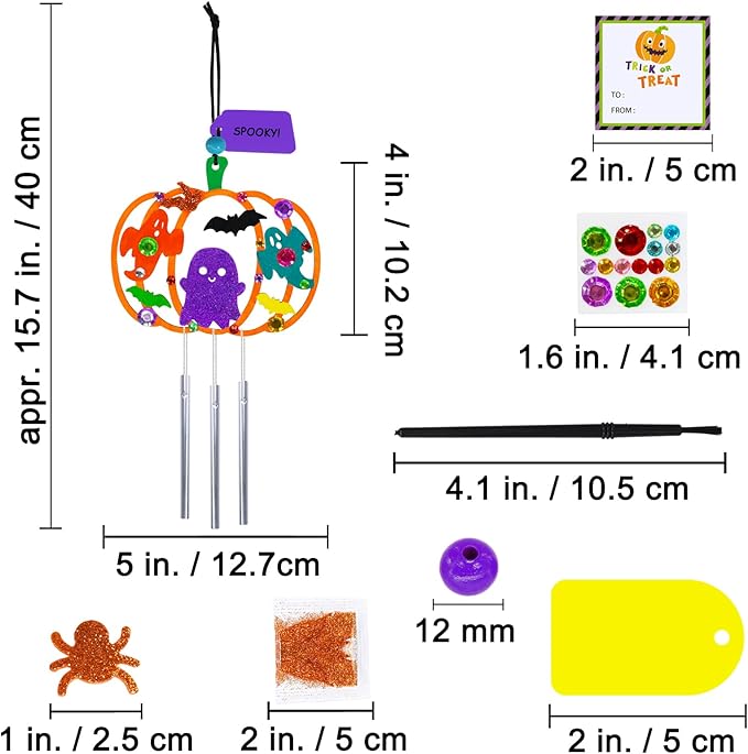 Winlyn 24 Sets Halloween Crafts Fall Pumpkin Crafts DIY Unfinished Paintable Wooden Pumpkin Wind Chimes Ornaments Craft Kits for Kids Classroom Activities Art Project Halloween Decoration Party Favors