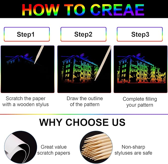 Rainbow Scratch Paper Sets 100pcs- Magic Egg Scratch Off Paper Sheets for Age 3-12 Kids Girl Boy Teen Toy Game Gift for Children Birthday Party Favor Game Activities DIY Projects Classroom interaction