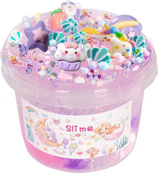Unicorn Slime Kit,Clear Scented Slime Bucket Kids Birthday Party,Slime Party Favors for Kids Birthday Party Gifts Stress Relief Slime Kit for Girls and Boys (Unicorn Slime)