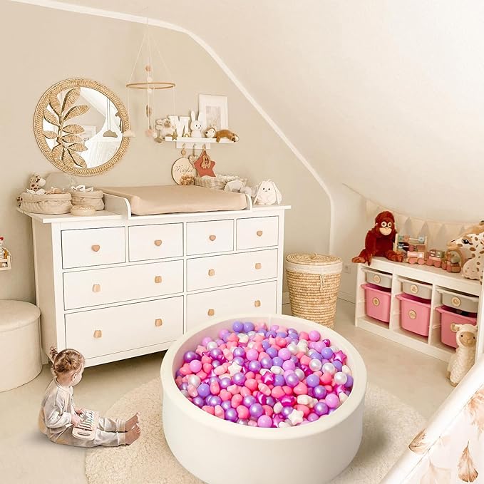 GOGOSO Shape Ball Pits Balls, Star Heart Plastic Play Balls for Toddlers Kids Children, DIY Giant Friendship Bracelet Banner