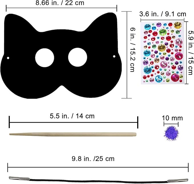 Winlyn 27 Sets Magic Scratch Off Art Rainbow Magic Scratch Paper Animal Masks Owl Rabbit Tiger Wolf Bear Squirrel Fox Bear Elephant Cutouts Face Kids Jungle Forest Animal Birthday Party Activities