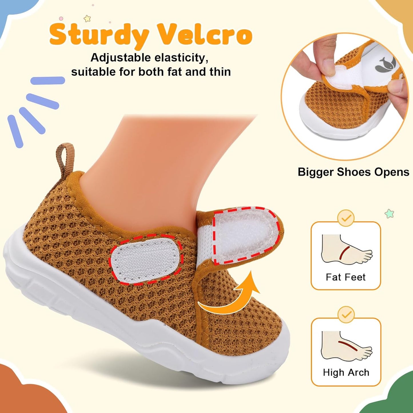 FEETCITY Baby Shoes Boys Girls First Walking Shoes Infant Sneakers Lightweight Slip On Shoe