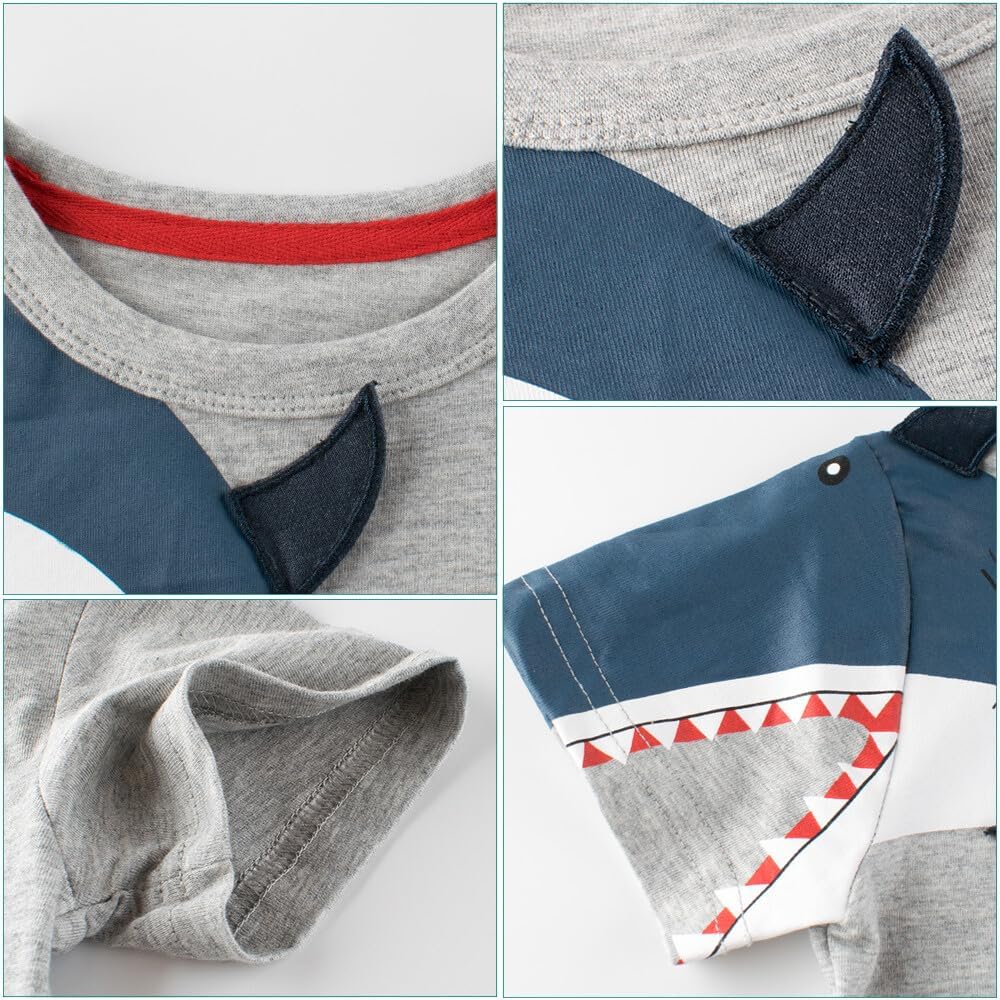 Boys' 4-Pack Excavator Short Sleeve Crewneck T-Shirts Top Tee Size 2-7 Years Toddler Boys' Value Pack Cotton T-Shirt