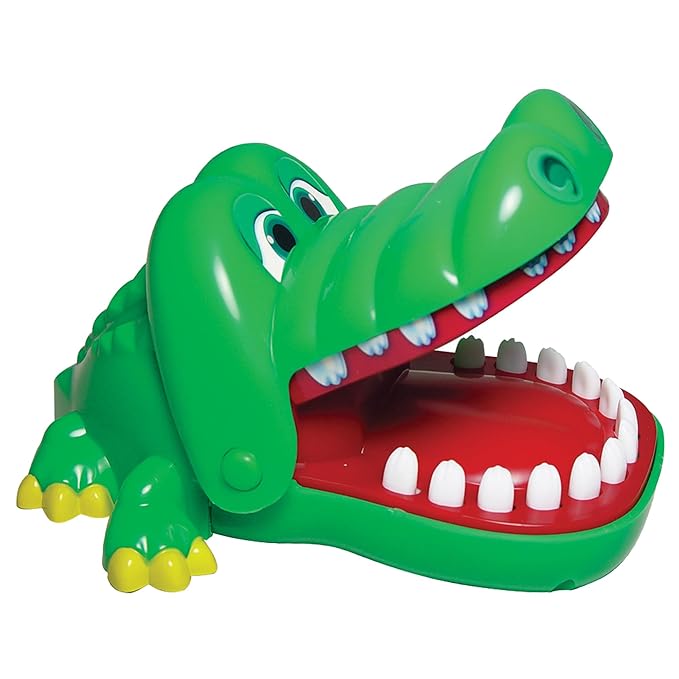 Crocodile Dentist by Winning Moves Games USA, Press Your Luck No Loose Parts Self Contained Game for 1 to 4 Players, Ages 4+