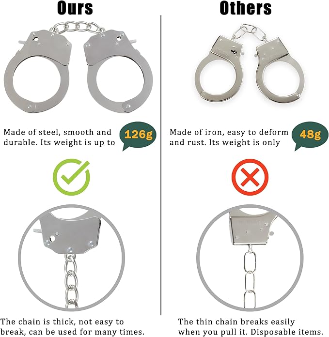 Toy Handcuffs with Keys, Stage Dress Up Accessory for Kids