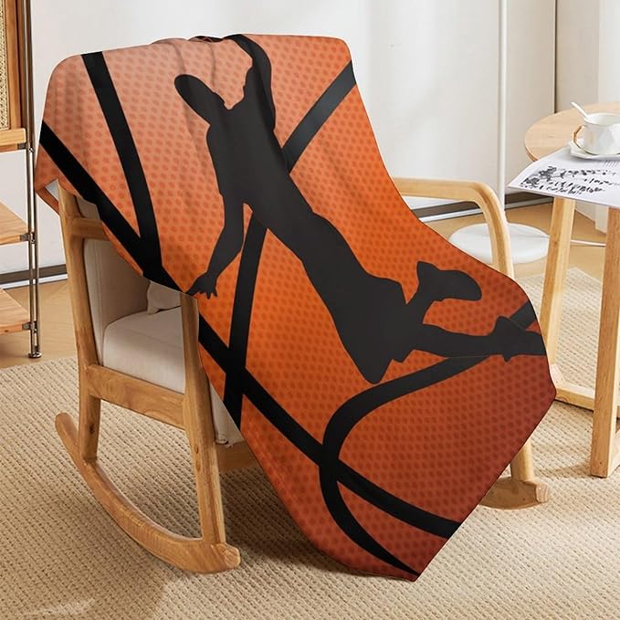 Basketball Throw Blanket - Soft Flannel Sports Basketball Blankets for Girls Boys Kids Pet Basketball Lovers - Warm Basketball Throw Blankets for All Season Sofa Lap, Chair - 40"x30"