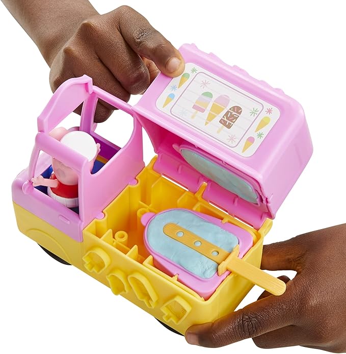 Play-Doh Peppa's Ice Cream Playset with Truck, Peppa Pig and George Figures, and 5 Non-Toxic Modeling Compound Cans, Toy for Kids 3 Years and Up