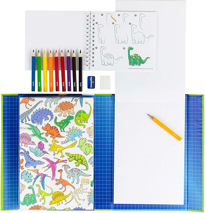Tiger Tribe: How to Draw - Dinosaurs - Creative Artistic Set, Step-by-Step Guide, Color Pencils, Art Sketch Pad, Store Inside Case, Kids Ages 5+