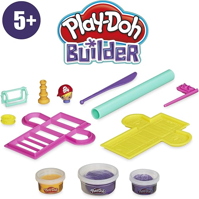 Play-Doh Builder Treasure Chest Toy Building Kit for Kids 5 Years and Up with 3 Non-Toxic Cans - Easy to Build DIY Craft Set