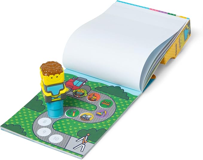 Melissa & Doug Sticker Wow!™ 24-Page Activity Pad and Sticker Stamper, 300 Stickers, Arts and Crafts Fidget Toy Collectible Character – Bulldozer