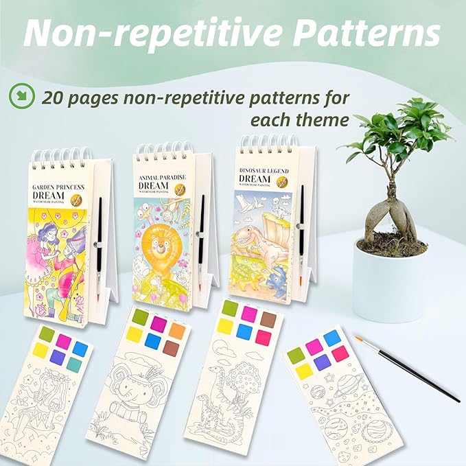 Watercolor Painting Book for Kids Ages 3-5, Water Painting Easel Book Comes with Brush,Toddler Painting Activities Ages 2-4, Art Craft Gift for Drawing (Space)