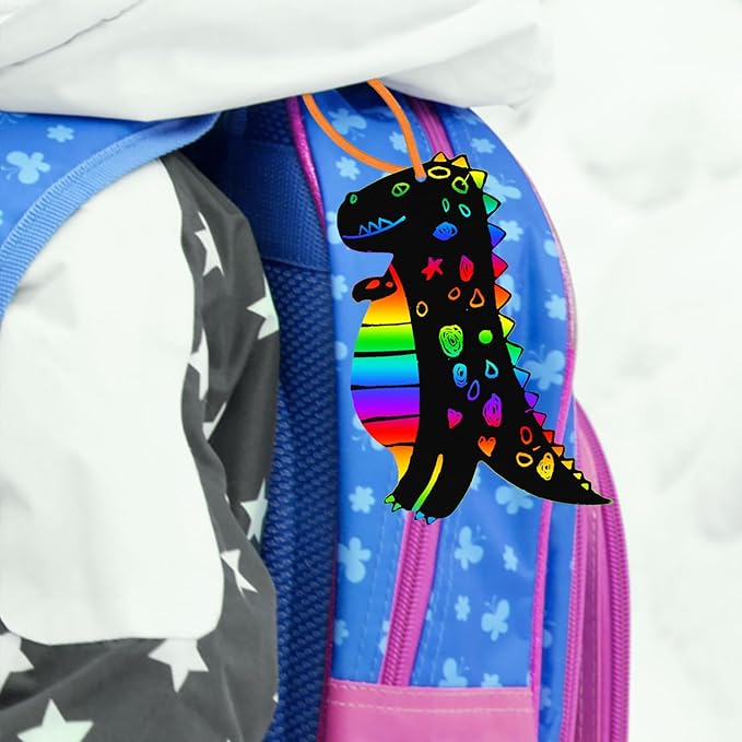 Winlyn 48 Sets 12 Styles Magic Color Scratch Dinosaur Ornaments Craft Kits Rainbow Scratch Paper Art Sets Scratch Paper Dinosaur with Scratching Tools for Kids Classroom Activities Party Favors