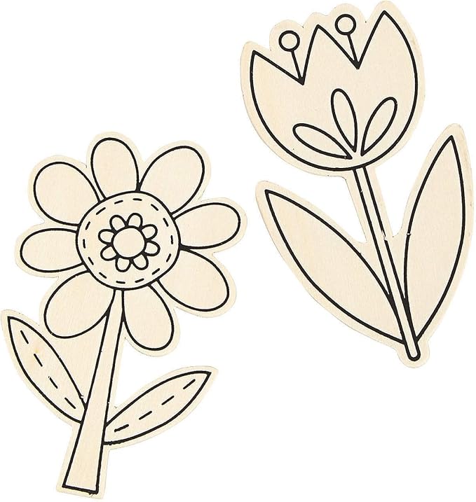 DIY Wood Spring Flower Shapes for Kids (24Pc) - Crafts for Kids and Fun Home Activities