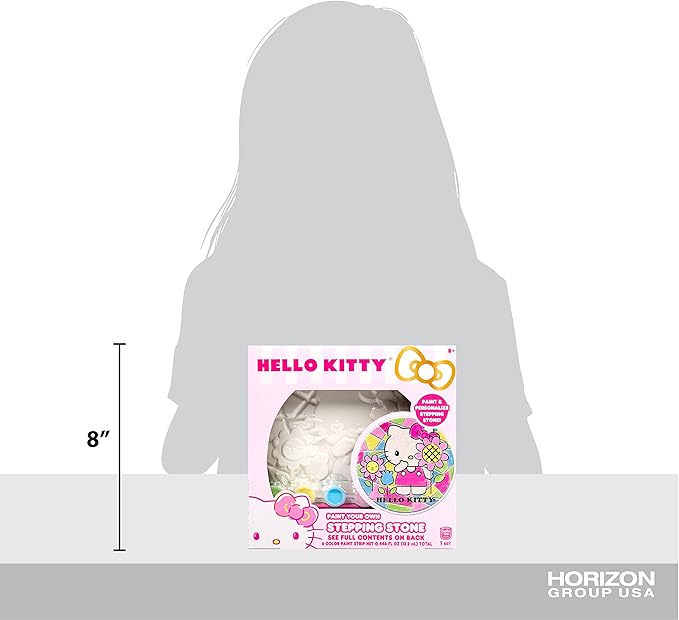 Sanrio Hello Kitty Paint Your Own Stepping Stone, Includes 7” 6 Paints & 1 Paintbrush, Cute Gifts for Kids Teens Girls Adults