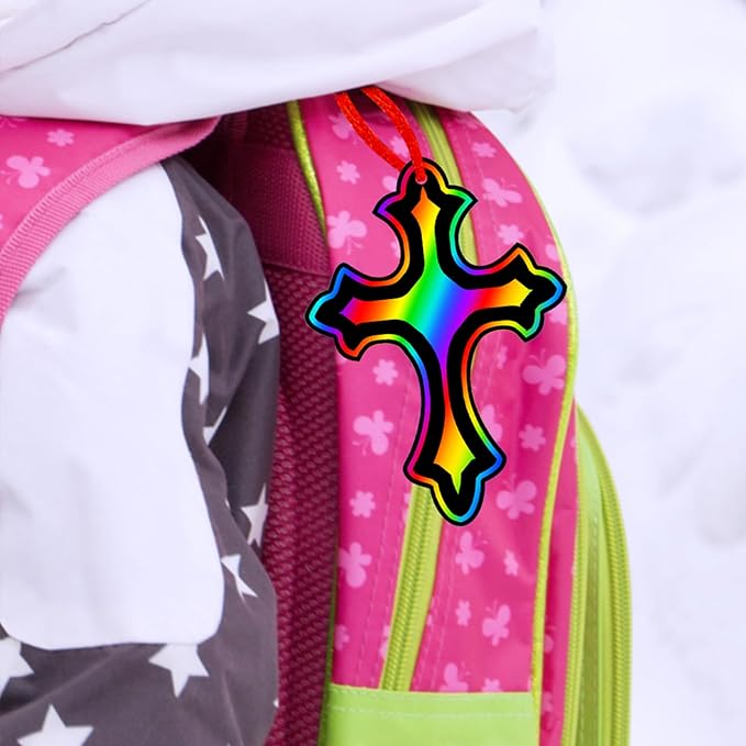 Winlyn 72 Sets 6 Styles Magic Color Scratch Cross Ornaments Craft Kits Rainbow Scratch Art Sets Scratch Paper Crosses with Scratching Tools for Kids Classroom VBS Sunday School Religious Activities