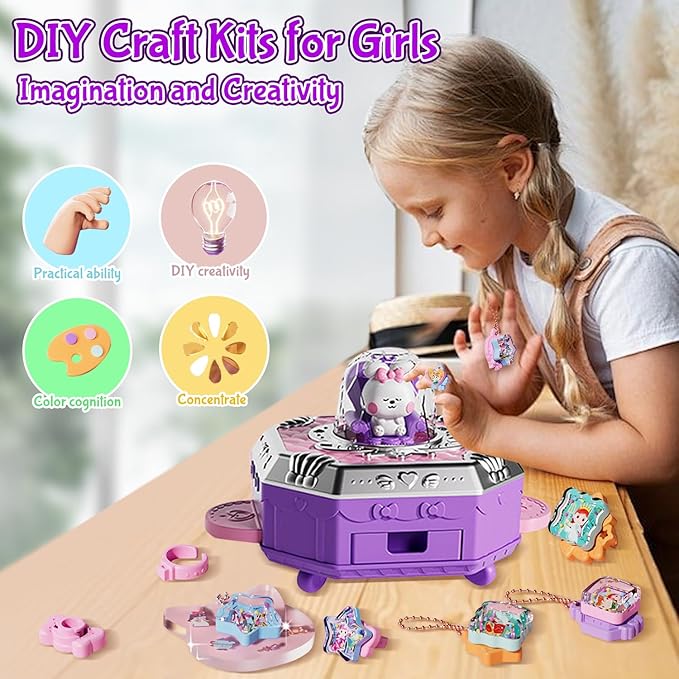 Jewelry Toys for Girls, 153Pcs Toddler Girls DIY Toy Rabbit Jewelry Making Kit for 4 5 6 7 8 Years Old, Arts and Crafts Supplies for Kids，Play Jewelry Princess Toys for Dress Up, Easter Birthday Gifts