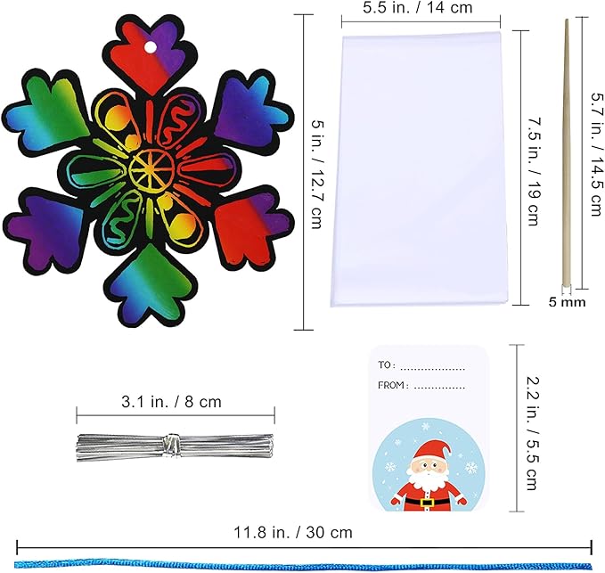 Winlyn 56 Sets 8 Styles Magic Color Scratch Snowflake Ornaments Christmas Scratch Art Decorations Christmas Craft Kits Winter Crafts for Kids Party Favors Holiday Seasonal Home Classroom Activities