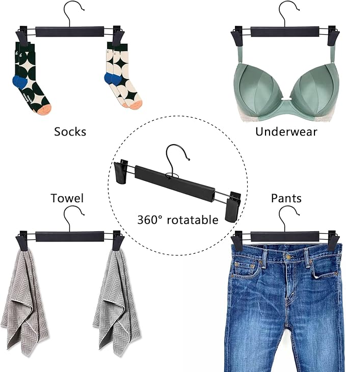 NORTHERN BROTHERS Pants Hangers, 50Pack Skirt Hangers with Clips Black Pant Hangers for Pants Bulk Shorts Hangers