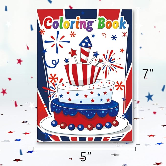 Fourth of July Coloring Books Kids Indoor Activities at Home Party Favors Gift Supplies 24 Pack