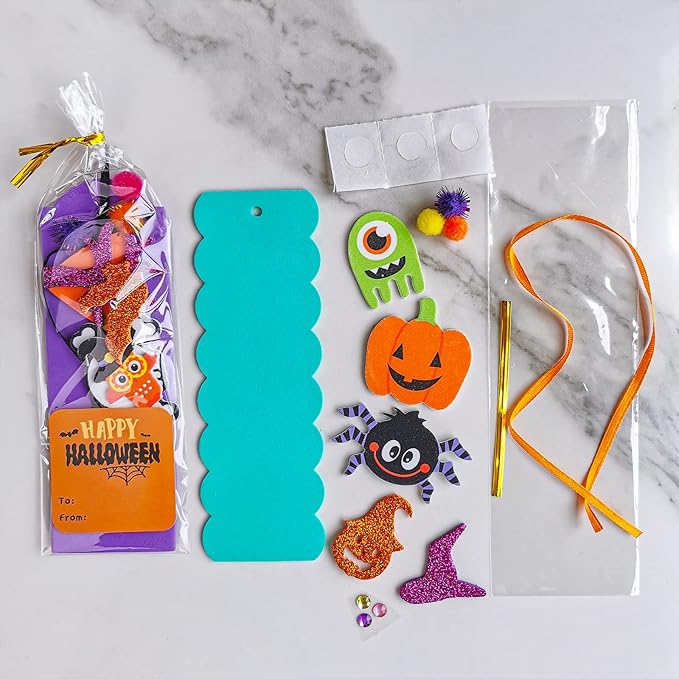 Winlyn 36 Sets Halloween Craft Kits Halloween Crafts Fall Kids Crafts DIY Halloween Bookmarks Art Sets Pumpkin Jack-O'-Lantern Bats Monster Foam Stickers Arts and Crafts for Kids Classroom Activities