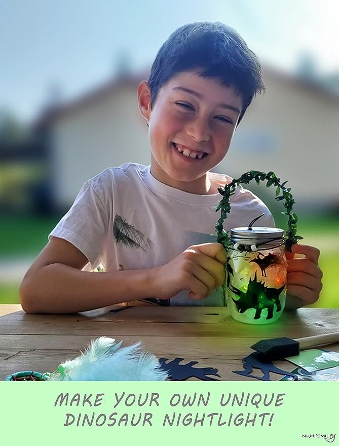 Dinosaur Lantern Nightlight Craft Kit, DIY Kits for Kids Crafts for Boys & Girls,Dinosaur Gifts for Boys Ages 3 4 5 6 7 8-12 Years and Up, Best Dinosaur Toy Birthday Art Set & Top