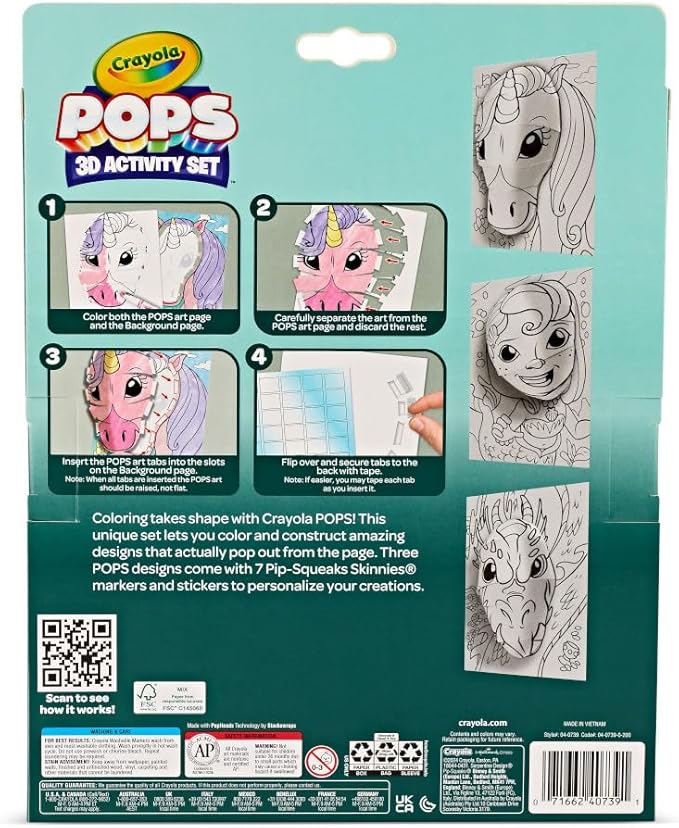 Crayola POPs 3D Kids Art Set, Mystical, Coloring Book Alternative, Gift for Girls & Boys, Ages 5+