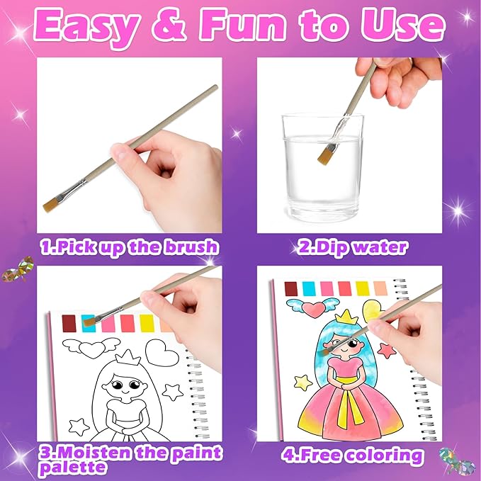 SOOVSY Art & Craft Activity Toys Kit, Foil Animals Crafts Children Fun DIY Creative Toy of The Year, No Mess Art Kits for Kids, Gift for Boys Girls Ages… (Princesses&Coloring)