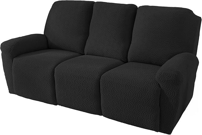 NORTHERN BROTHERS Recliner Sofa Covers 3 Seater, Reclining Sofa Cover 3 Seater, Couch Covers for Reclining Sofa, Couch Cover for Recliner Sofa 3 Seat, Recliner Sofa Covers, Black