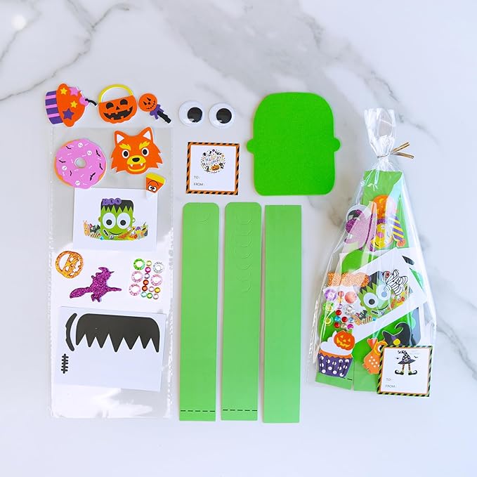 Winlyn 24 Sets Halloween Headbands Craft Kits DIY Crown Art Sets Spider Bat Jack-o'-Lantern Witch Hat with Halloween Foam Stickers Crafts for Kids Classroom Activities Halloween Party Trick-or-Treat