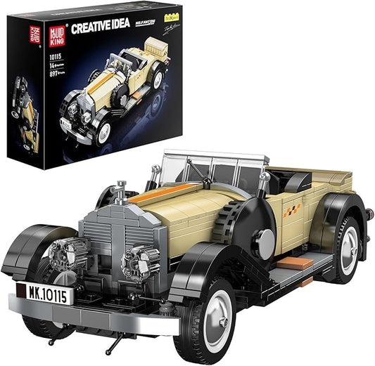 Mould King Classic Car Building Sets, 10115 Retro Car Model Build and Display, Collectible Vintage Antique Vehicle Toys, Car Kits for Adults and Boys Girls Kids Aged 14+(1380 Pieces)