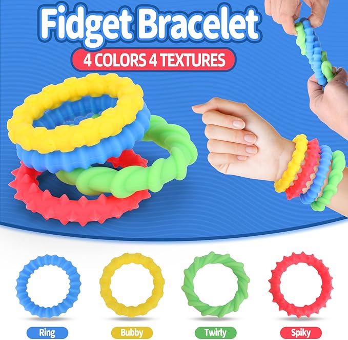 Squishy Sensory Toys for Kids, 10 Pcs Soft & Textured Sensory Fidget Toy with Storage Bag for Autistic Children, Sensory Stretchy Toys, Calm Down Toy for Toddler Girls Boys