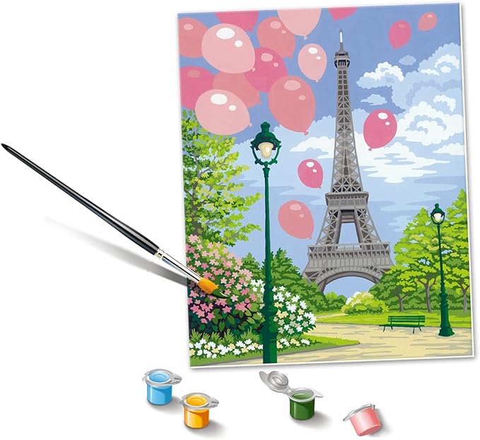 Ravensburger Paris in Spring Paint by Numbers Kit for Children - Painting Arts and Crafts for Kids Age 12 Years Up