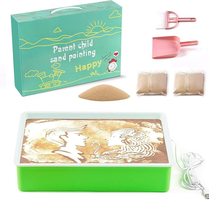 Odoorgames Sand Painting Light Box, Sensory Light Table for Kids - 3 Color Temperature & 10 Levels Adjustable Brightness, 16" (Green)