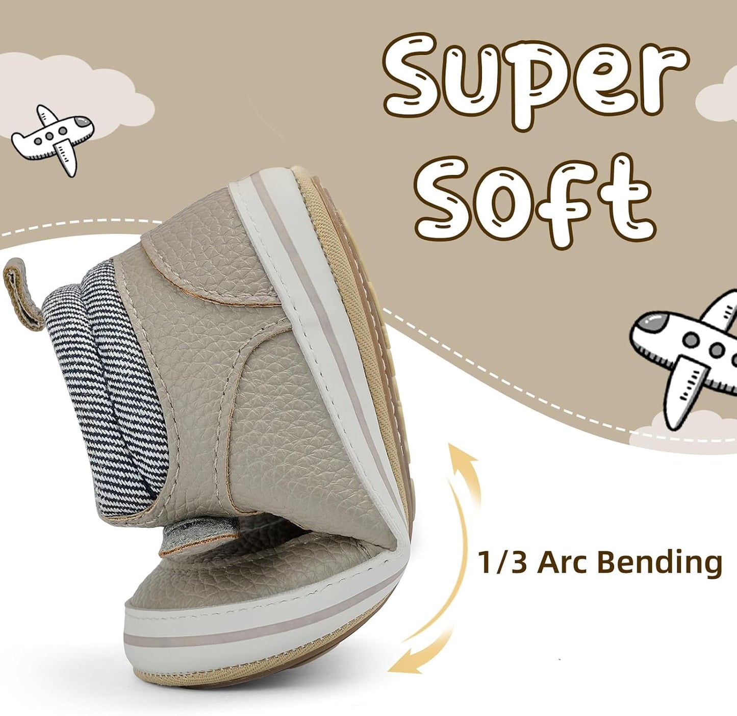 Baby Boys Girls Non-Slip Rubber Sole High-Top PU Leather Infant Sneakers Toddler Crib First Walker Shoes