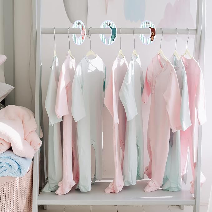 Baby Hangers, VIS'V 11 Inch Beige Velvet Kids Hangers with 6 Pcs Size Dividers Non Slip Nursery Children Closet Clothes Hangers for Infant Toddler Girls and Boys 50 Pcs