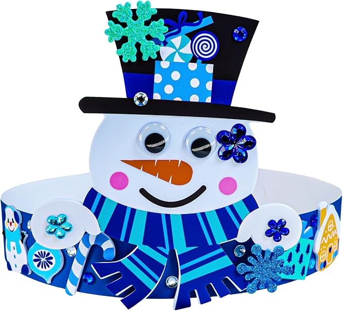 Winlyn 24 Sets Winter Craft Kits Christmas Crafts DIY Winter Holiday Headbands Craft Kits Snowflake Snowman Penguin Foam Stickers Winter Arts and Crafts for Kids Classroom Art Activities Party Favors