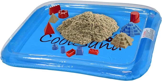 Deluxe Bucket - Castle Edition - Set Includes: 2 Pounds Moldable Indoor Play Sand, Shaping Molds, Inflatable Sandbox & Storage Bucket