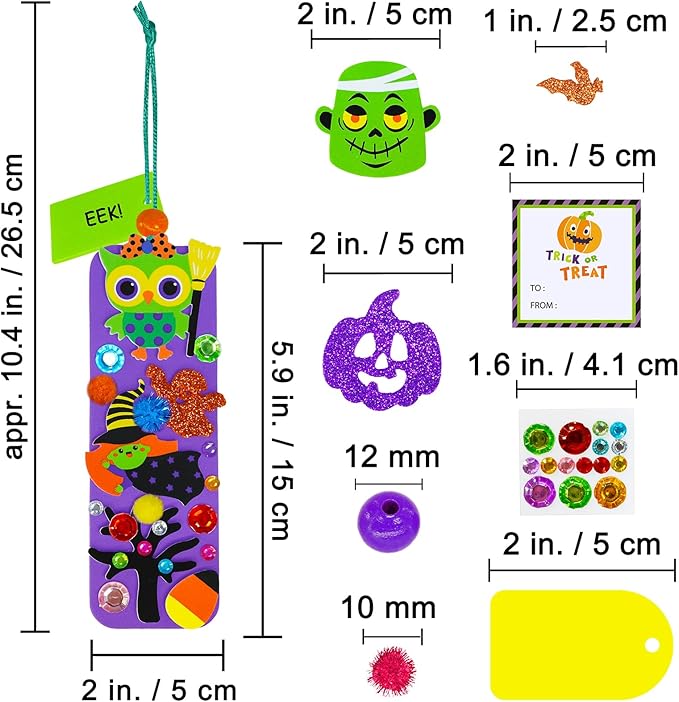 Winlyn 36 Sets Halloween Crafts Kits Holiday Fall Kids Crafts DIY Halloween Bookmarks Ornaments Art Sets Bats Monster Ghost Foam Stickers Arts and Crafts for Kids Classroom Activities Party Favors