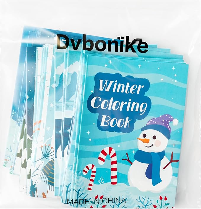 Dvbonike 24Pcs Winter Theme Coloring Books Including Snow Snowman Elk Christmas tree DIY Art Drawing Patterns Birthday Party Favors Xmas Gifts Home Classroom Activity Supplies for Kids Age 4-8